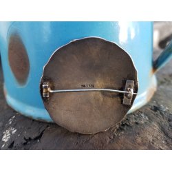 Gammel emalje/slv broche