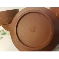 Gammel kinesisk tepotte og 5 kopper