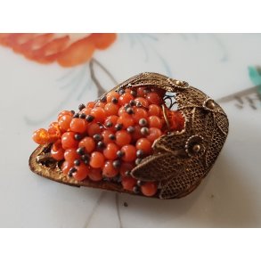 Antik Kinesisk trklde clips i slv og koral