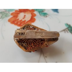 Antik Kinesisk trklde clips i slv og koral