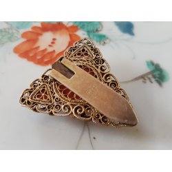 Antik Kinesisk trklde clips i slv og koral