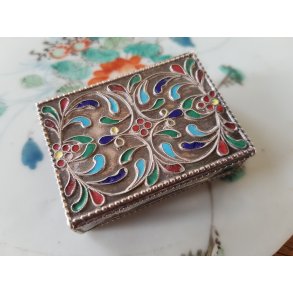 Antik Russisk cloisonne tndstikholder i slv