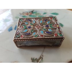 Antik Russisk cloisonne tndstikholder i slv