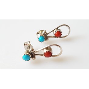 restikker i slv/forslvet metal med turkis og koral