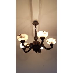 Art Deco lysekrone med alabaster skrme