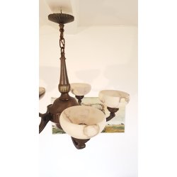 Art Deco lysekrone med alabaster skrme