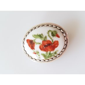  Vintage broche i porceln og slv