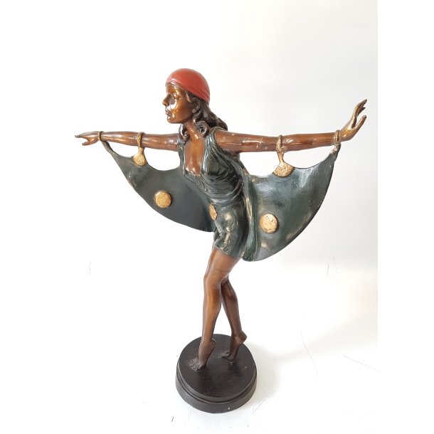 Art Deco bronze figur Otto Poertzel - Flagermus danser