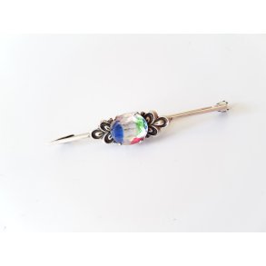 Vintage broche i slv prydet med sten