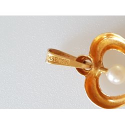 Guld vedhng med perle NSE 18 K