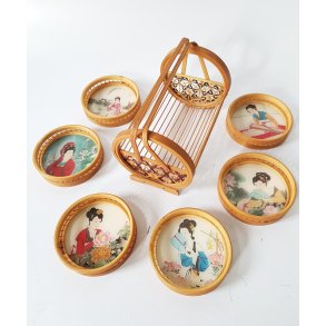 Vintage coasters i bambus og glas
