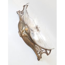 Art Nouveau jardiniere i slvplet og glas