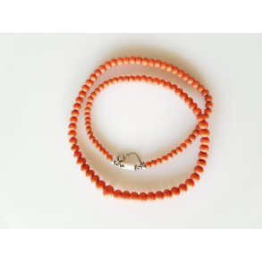 Art Deco koral halskde med ls i slv