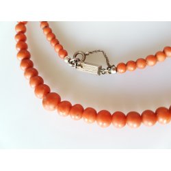 Art Deco koral halskde med ls i slv