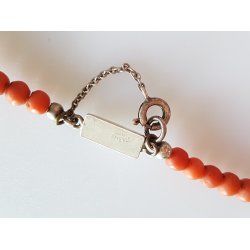 Art Deco koral halskde med ls i slv