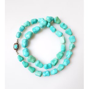 Erik Poul Fenster vintage halskde i turkis med ls i slv