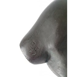 Retro skulptur i patineret bronze p sokkel af marmor B.G '77