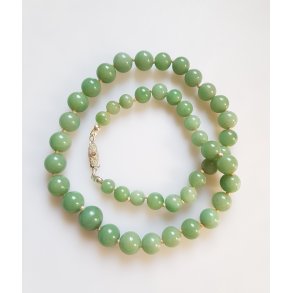 Vintage jade halskde med slv ls