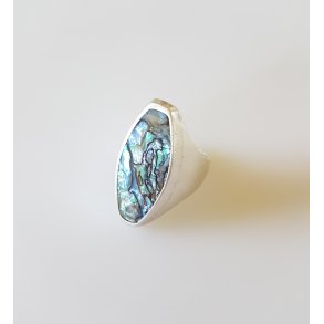 STERLING HNDARBEJDE ring i slv prydet med abelone musling