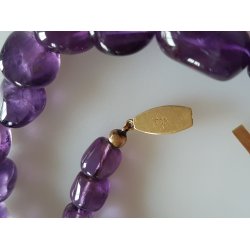 Vintage halsk�de af ametyst med 14 kt guld l�s