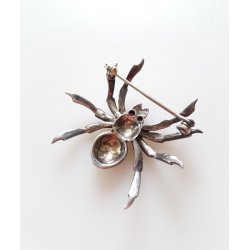 Vintage broche i s�lv med markasitter og rubiner