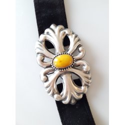  Art Nouveau bltespnde i slv med rav