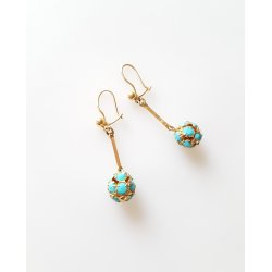 Retro smykkest udfrt i turkis og frgyld metal