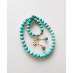 Retro smykkest udfrt i turkis og frgyld metal