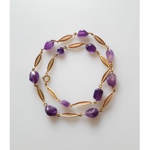 Hermann Siersbl halssmykke 14 kt guld og ametyster