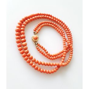 Retro koral halskde med ls i 14 karat guld