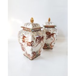 Antikke Kinesiske porceln / keramik krukke med lg