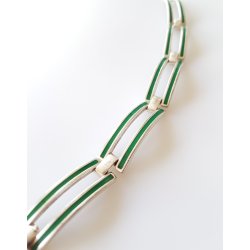 Retro slv armbnd prydet med grn emalje
