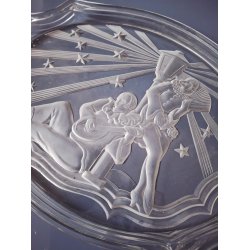 Art Deco fad i presset glas " Pierrot &amp; Pierrette"