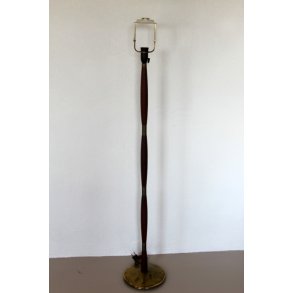 Teak & messing gulvlampe