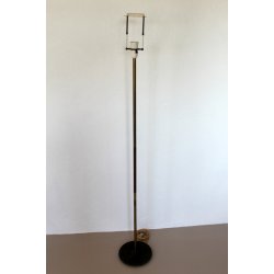 Teak &amp; messing gulvlampe