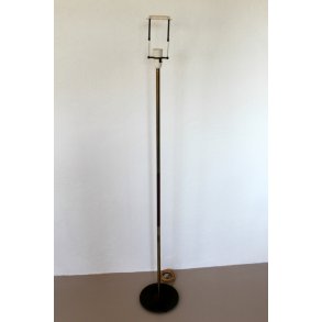 Teak & messing gulvlampe