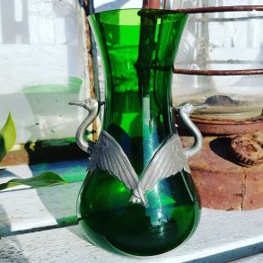 Sknvirke glasvase med tin bestning