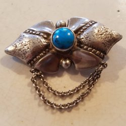  Art Deco slv broche med turkis