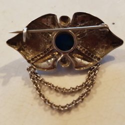  Art Deco slv broche med turkis