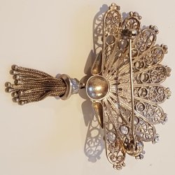 Art Deco filigran broche i slv