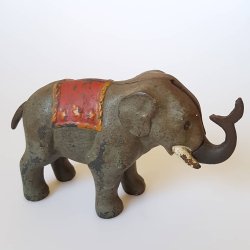 Jumbo Bank antik mekanisk sparebsse i stbejern