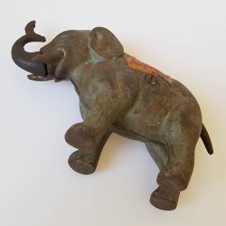 Jumbo Bank antik mekanisk sparebsse i stbejern