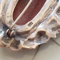 Art  Nouveau broche i slv med rav