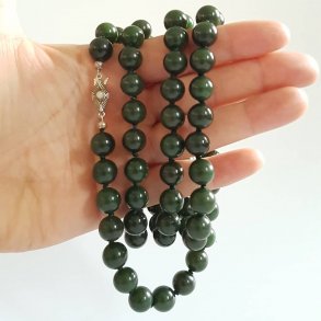 Vintage jade halskde med slv ls