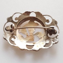 Sknvirke broche i slv/forgyldt slv med turkis