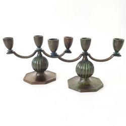 Art Deco bronze lysestager fra GAB No.110
