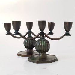 Art Deco bronze lysestager fra GAB No.110