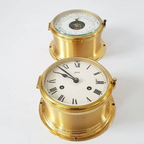 Schatz Royal Mariner skibsur og barometer af messing