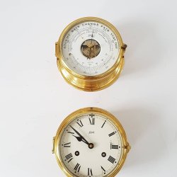 Schatz Royal Mariner skibsur og barometer af messing