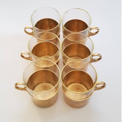 Retro glas med glasholdere i messing, IZMIR IMPORT EXPORT DENMARK